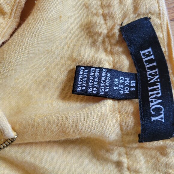 Ellen Tracy Yellow 3/4 Sleeve Linen-Cotton Blend Zip-Front Blouse Size XS - Picture 5 of 5